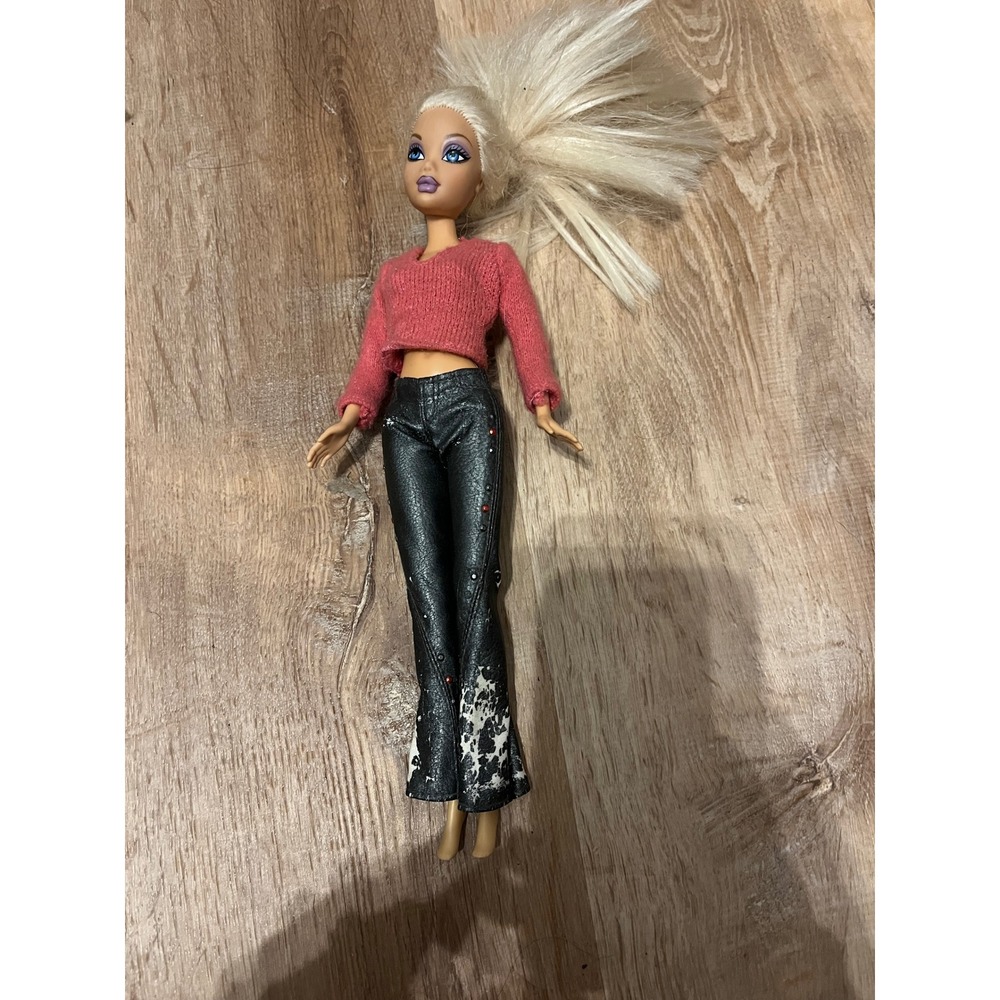MGA My Scene Kennedy Barbie Doll Y2K Pink Knit Faux Leather Flared Pants Blonde